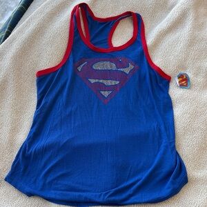 Classic Y2K Bedazzled Supergirl Superman Racerback Tank Top